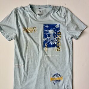South Pole Light Blue Short-Sleeve NASA Graphic Tee with Blue & Gold Print